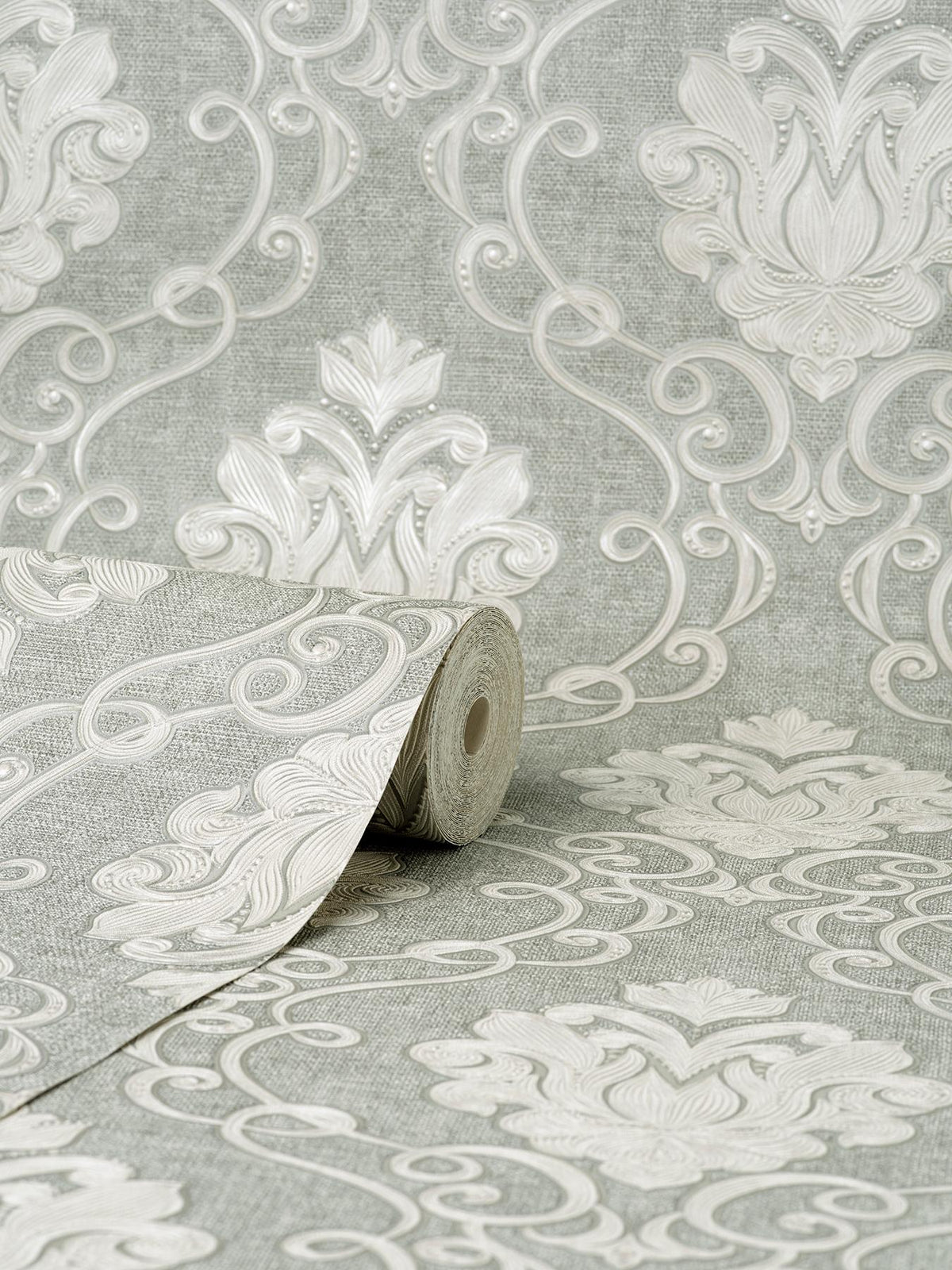 York Florentine Grey Damask Wallpaper – DecoratorsBest