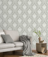 York Florentine Grey Damask Wallpaper