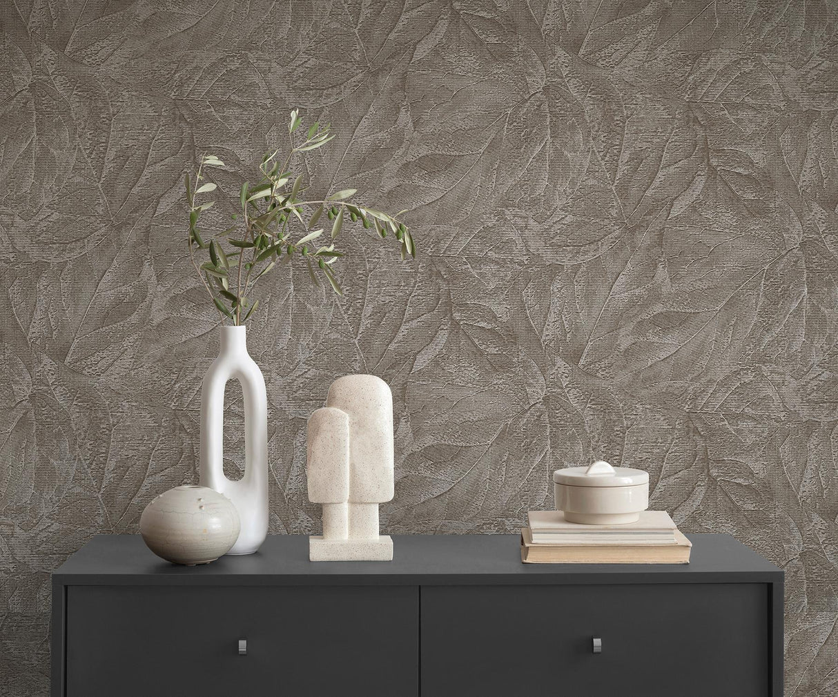York Aspen Stone Leaf Wallpaper