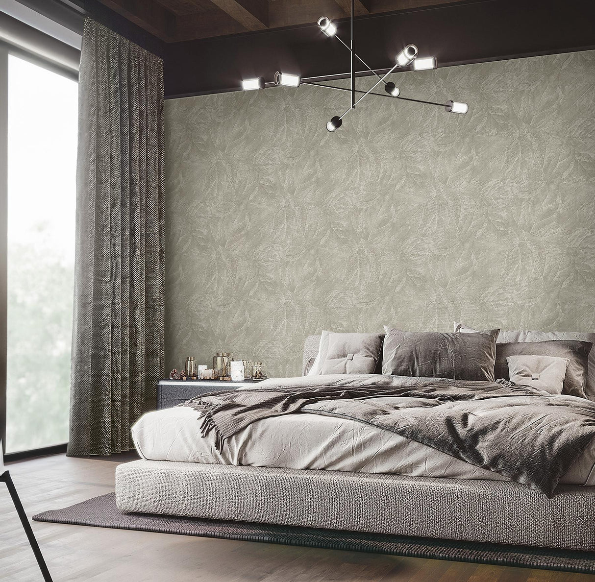York Aspen Sterling Leaf Wallpaper