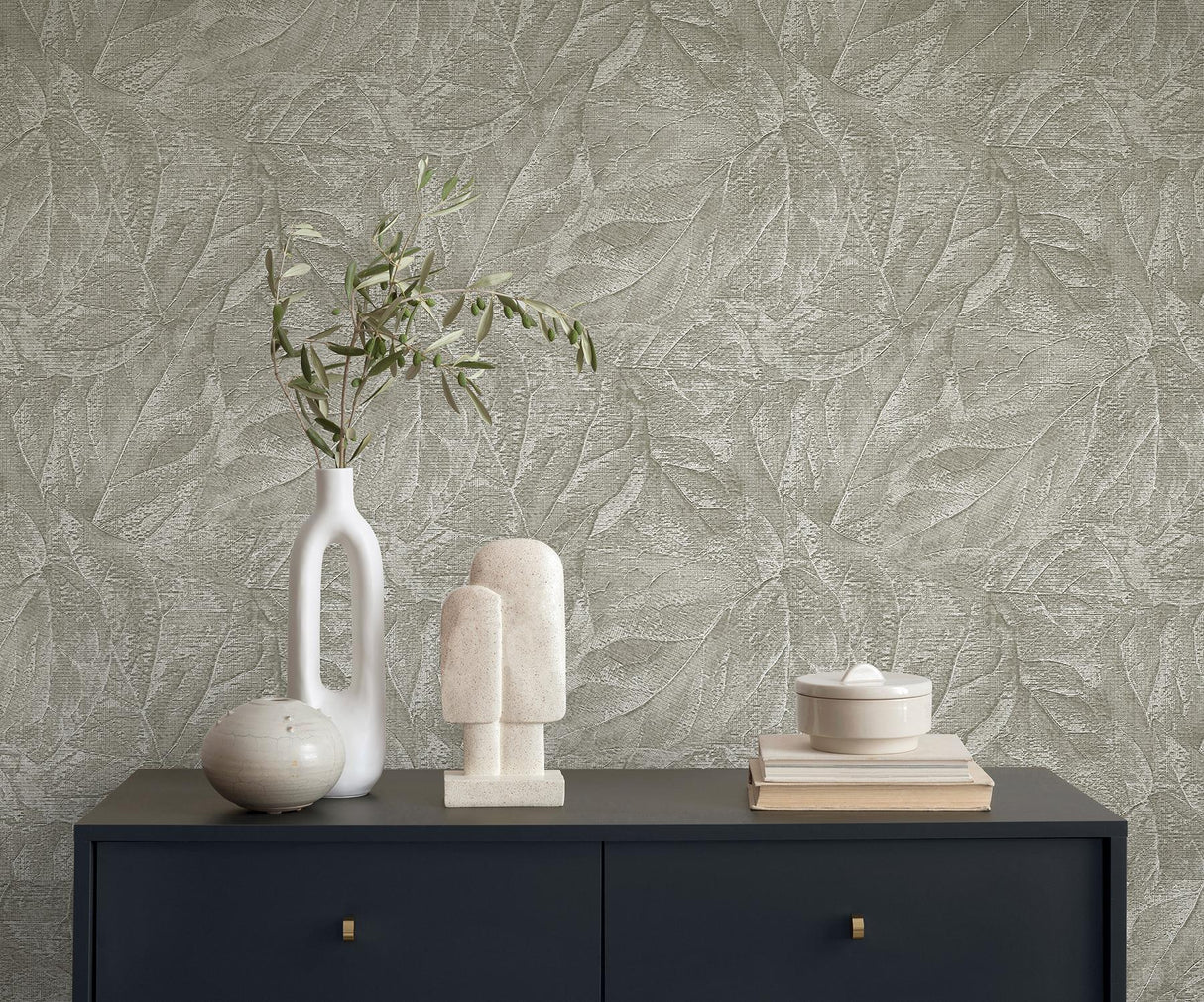 York Aspen Sterling Leaf Wallpaper