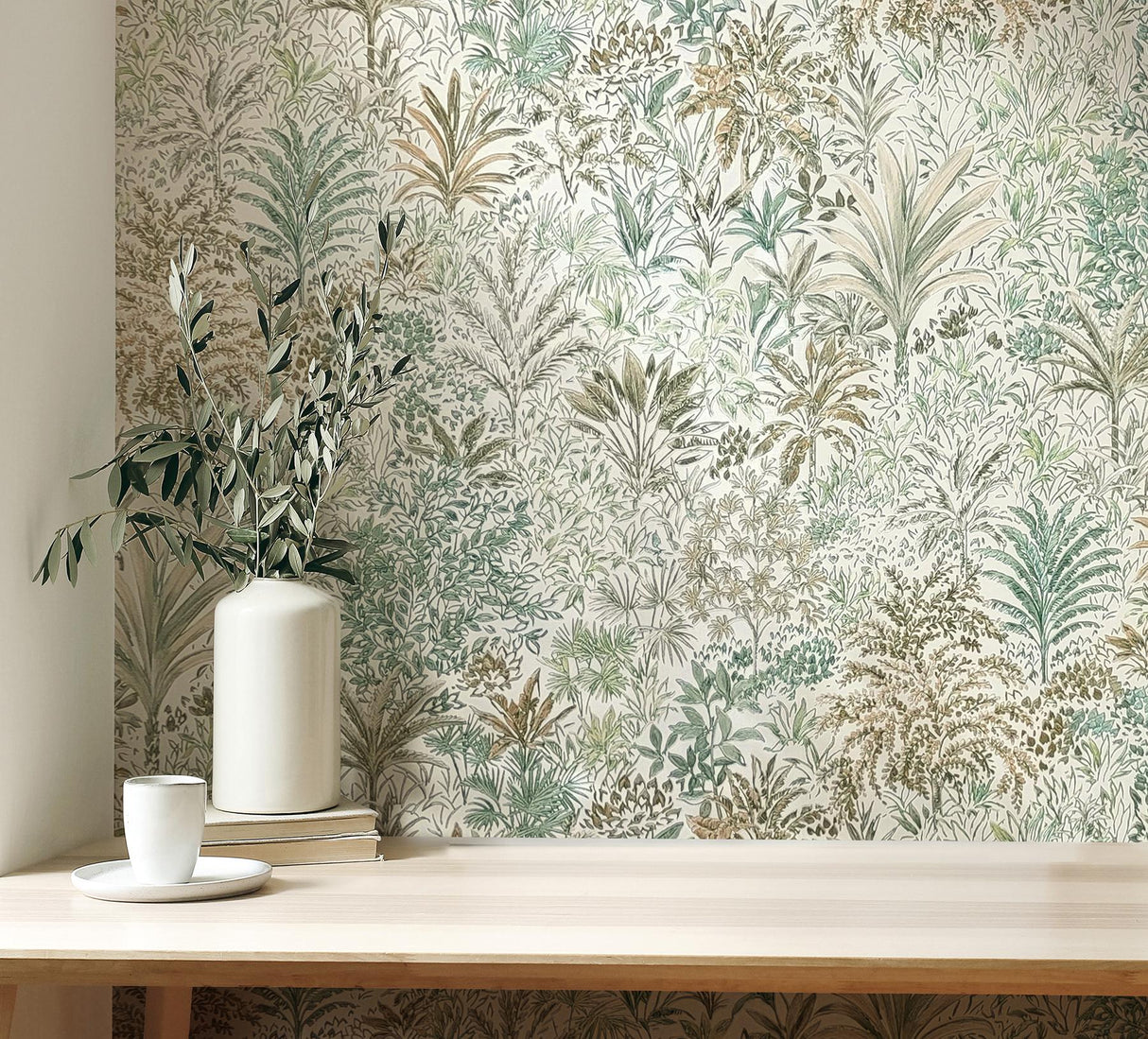 York Meilani Green Palm Landscape Wallpaper