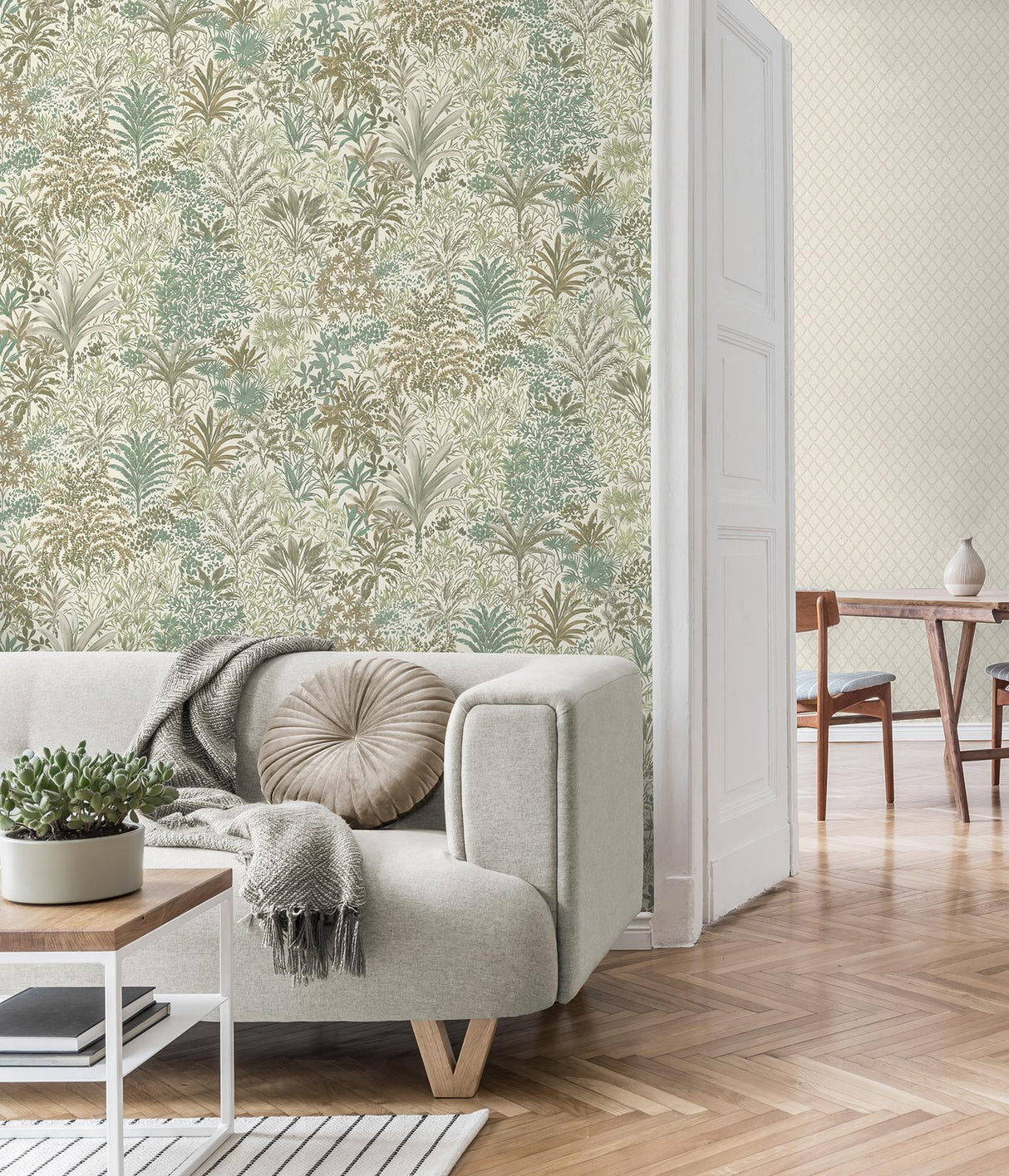 York Meilani Green Palm Landscape Wallpaper