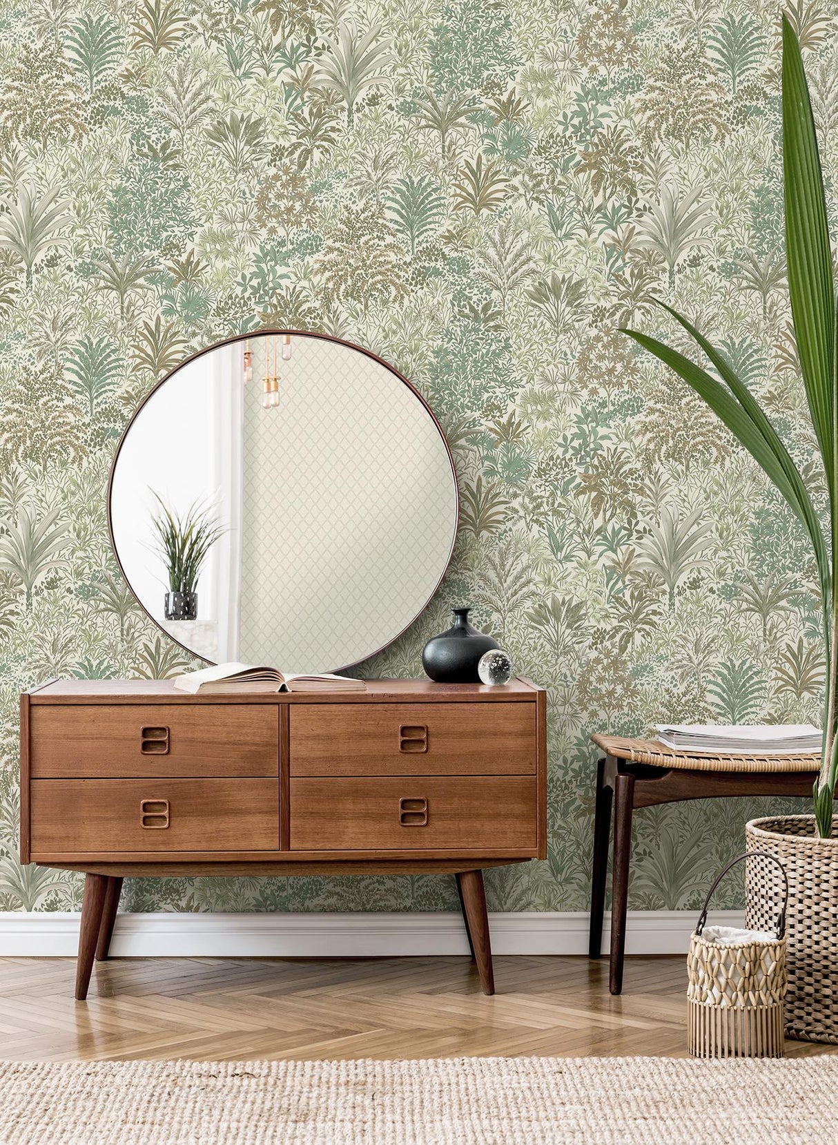 York Meilani Green Palm Landscape Wallpaper