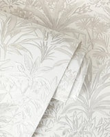 York Meilani White & Silver Palm Landscape Wallpaper