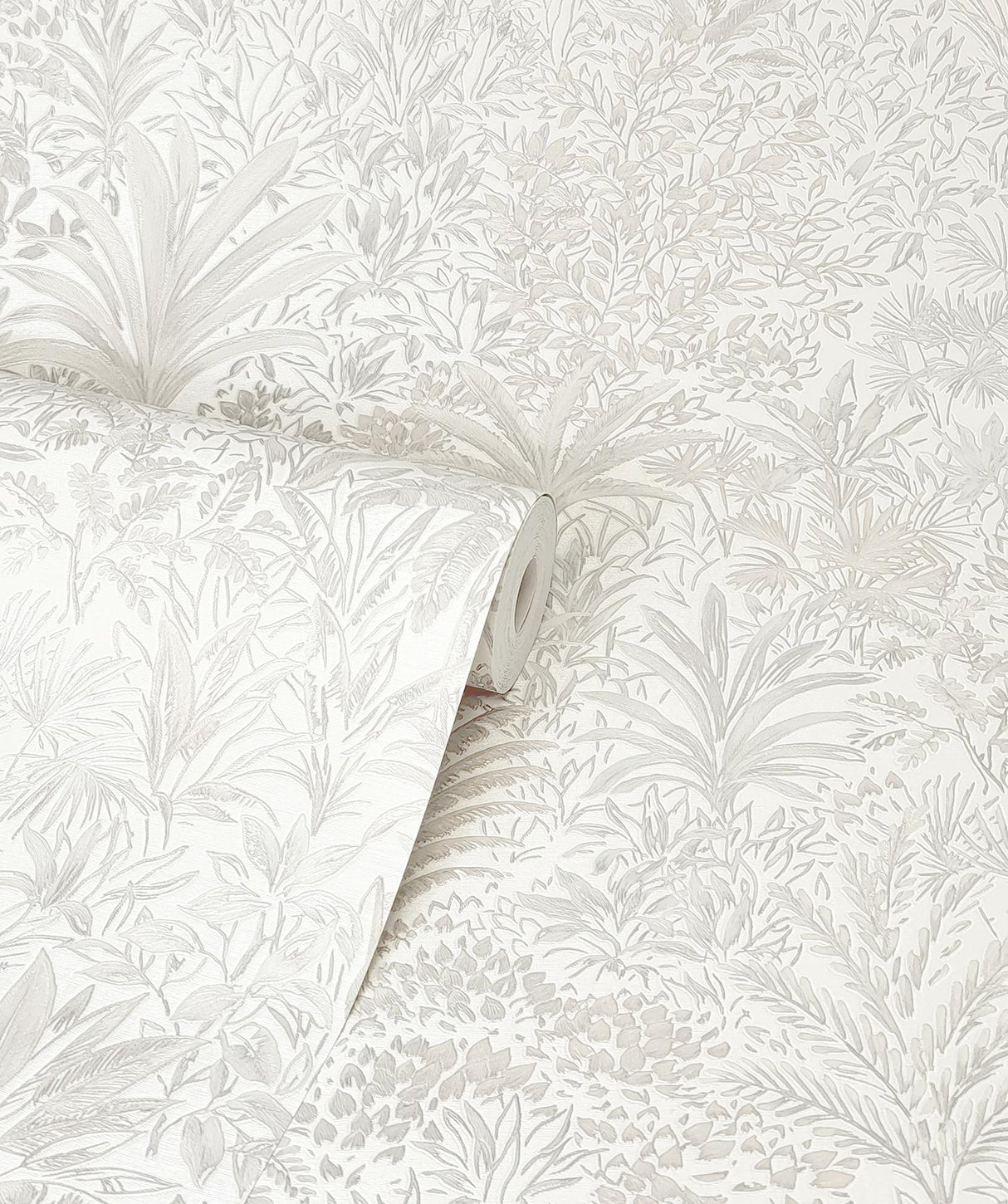 York Meilani White & Silver Palm Landscape Wallpaper