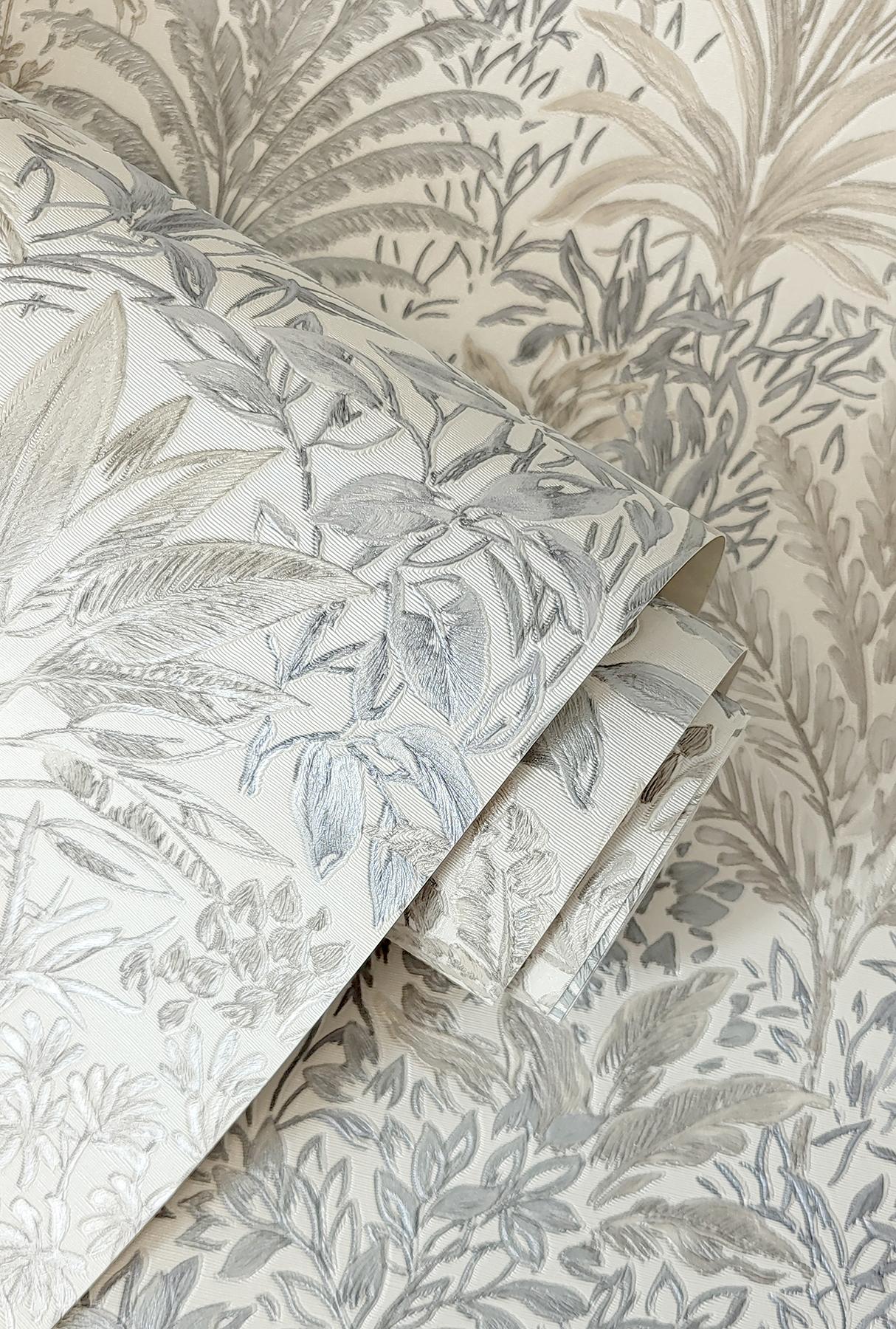 York Meilani Natural & Grey Palm Landscape Wallpaper