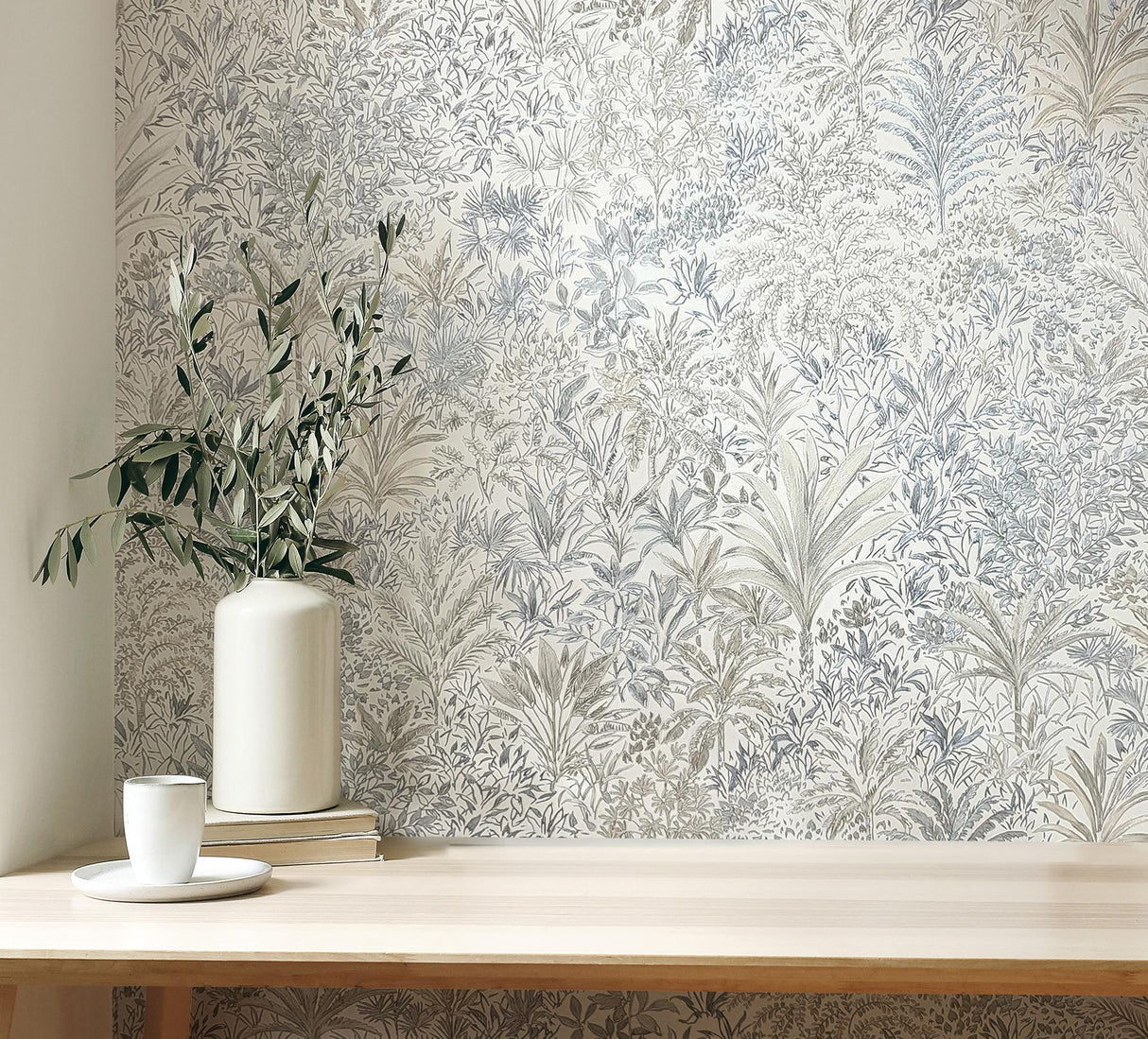 York Meilani Natural & Grey Palm Landscape Wallpaper