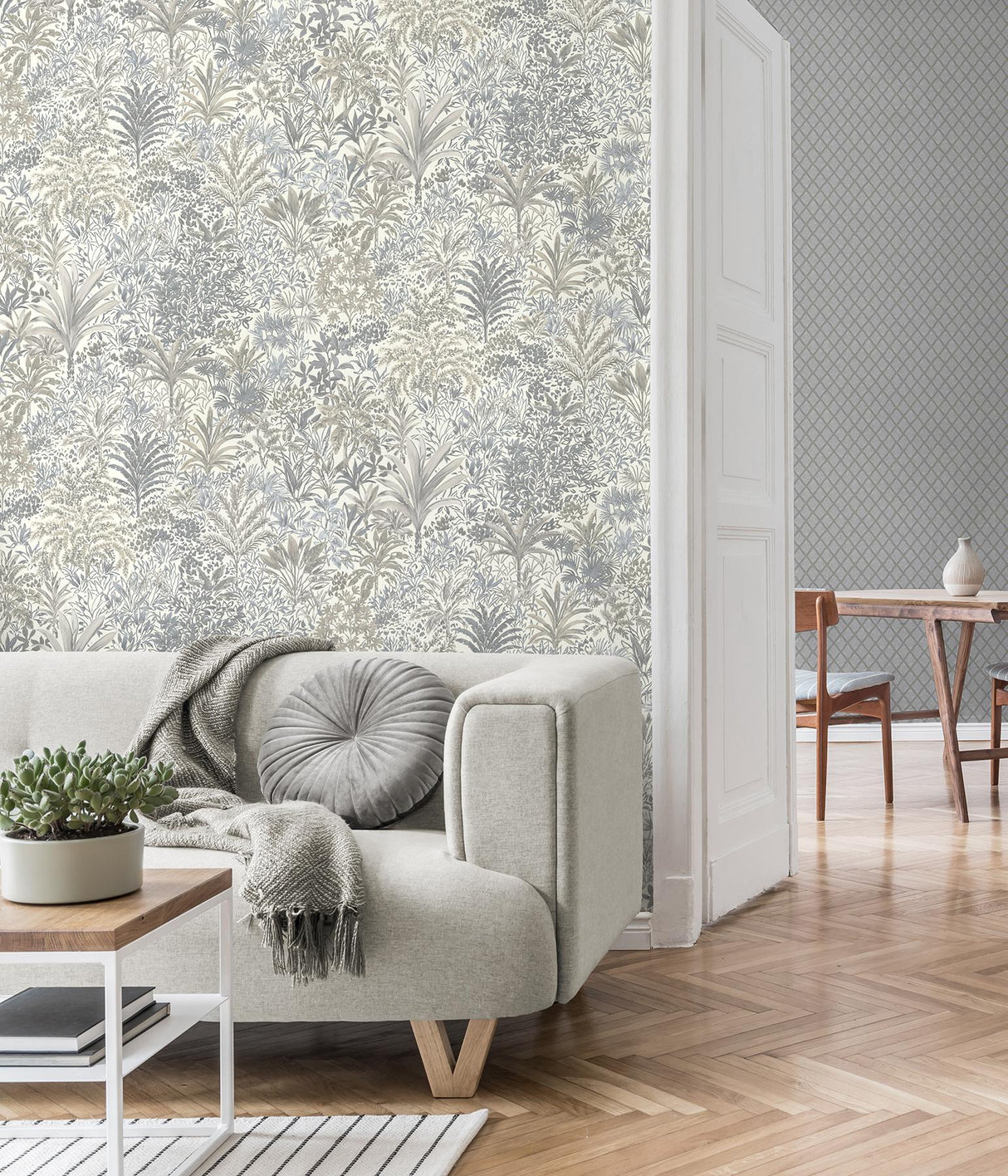 York Meilani Natural & Grey Palm Landscape Wallpaper