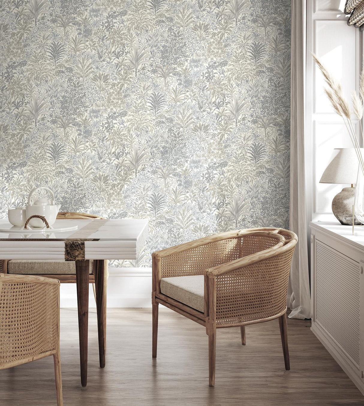 York Meilani Natural & Grey Palm Landscape Wallpaper