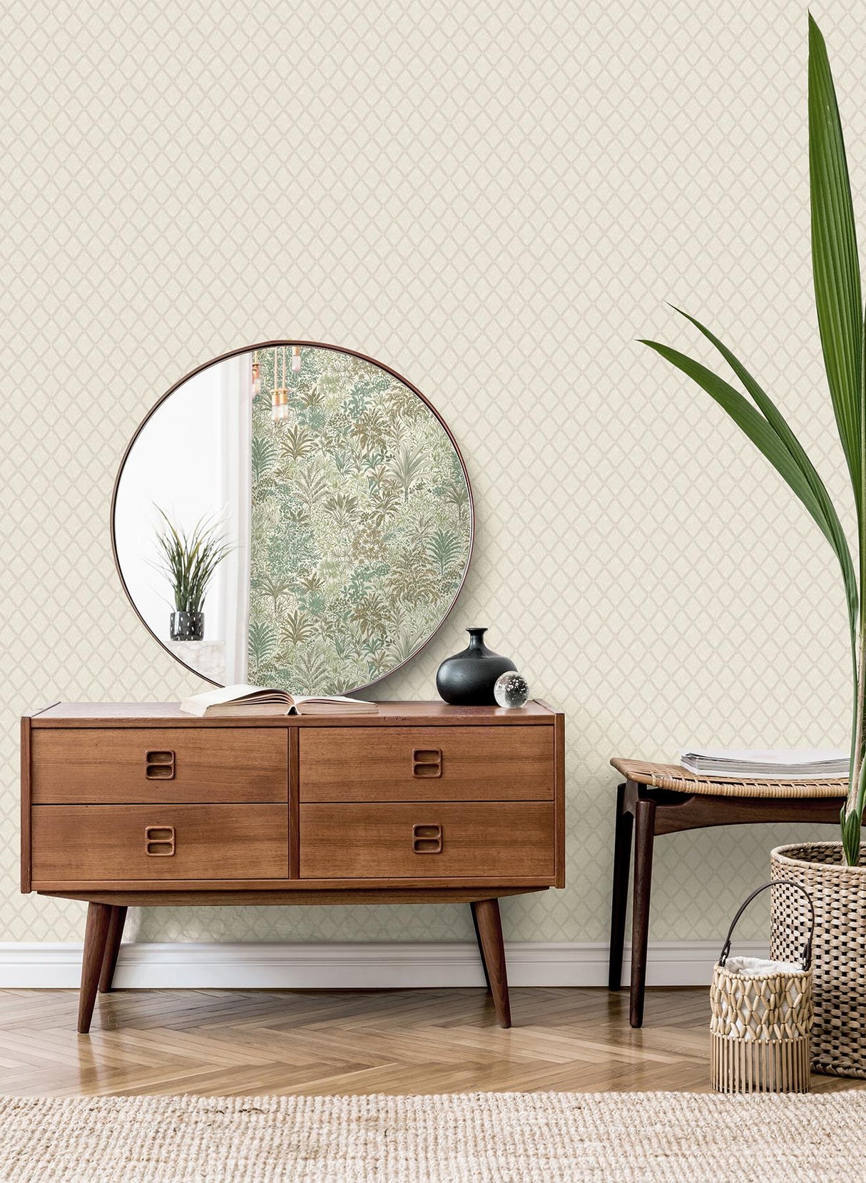 York Santina Eggshell Trellis Wallpaper