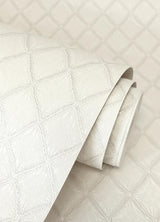 York Santina White & Silver Trellis Wallpaper
