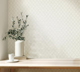 York Santina White & Silver Trellis Wallpaper