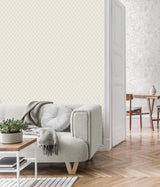 York Santina White & Silver Trellis Wallpaper