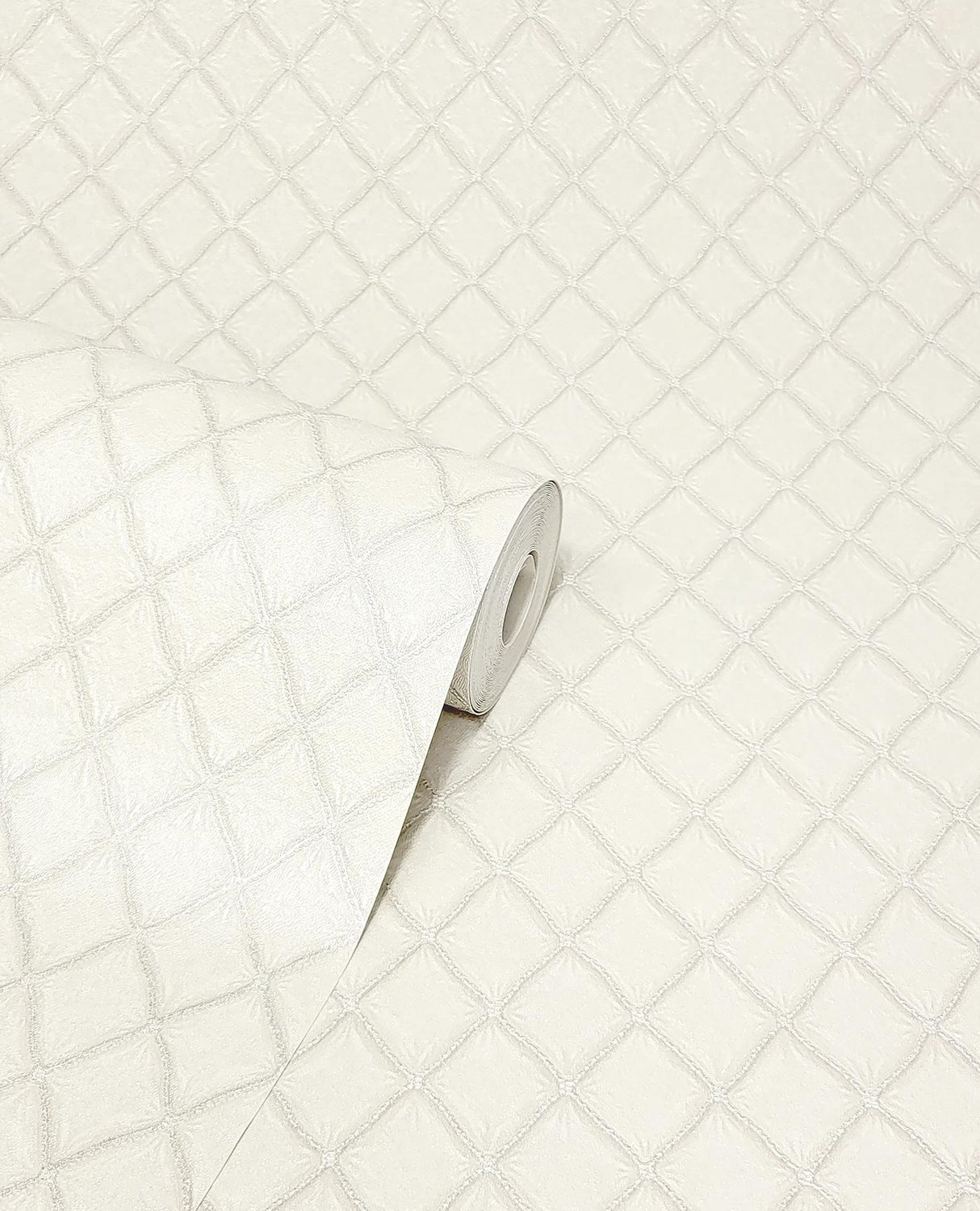 York Santina White & Silver Trellis Wallpaper