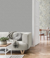 York Santina Natural & Grey Trellis Wallpaper