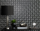 York Romero Black 3D Geometric Wallpaper