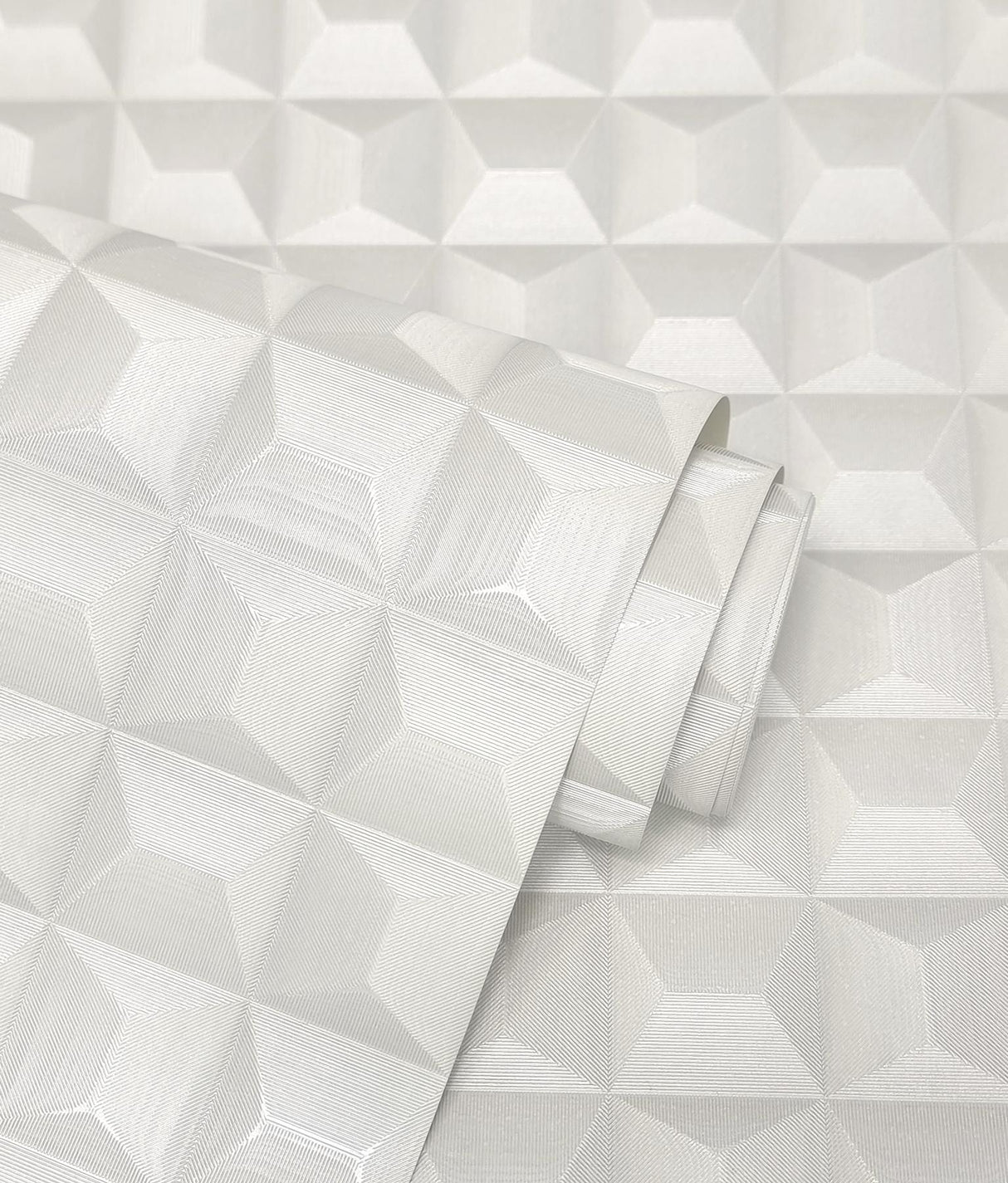 York Romero White 3D Geometric Wallpaper