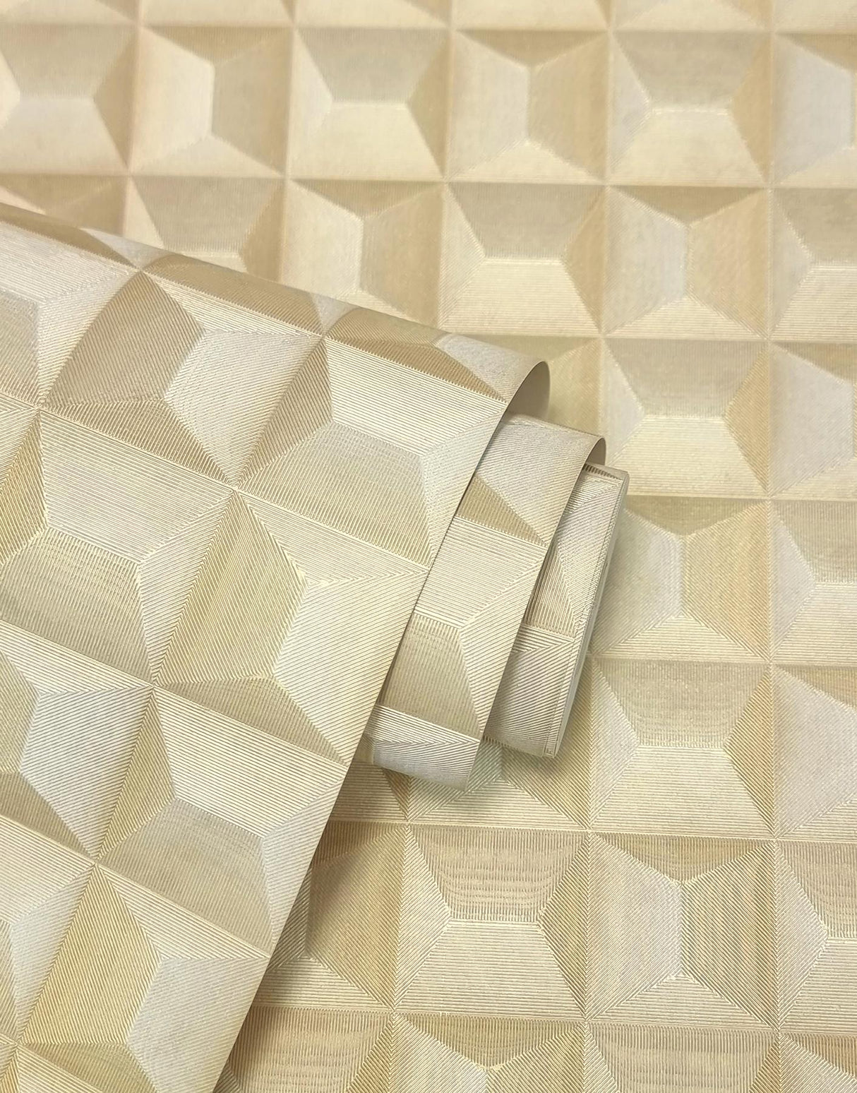 York Romero Gold 3D Geometric Wallpaper