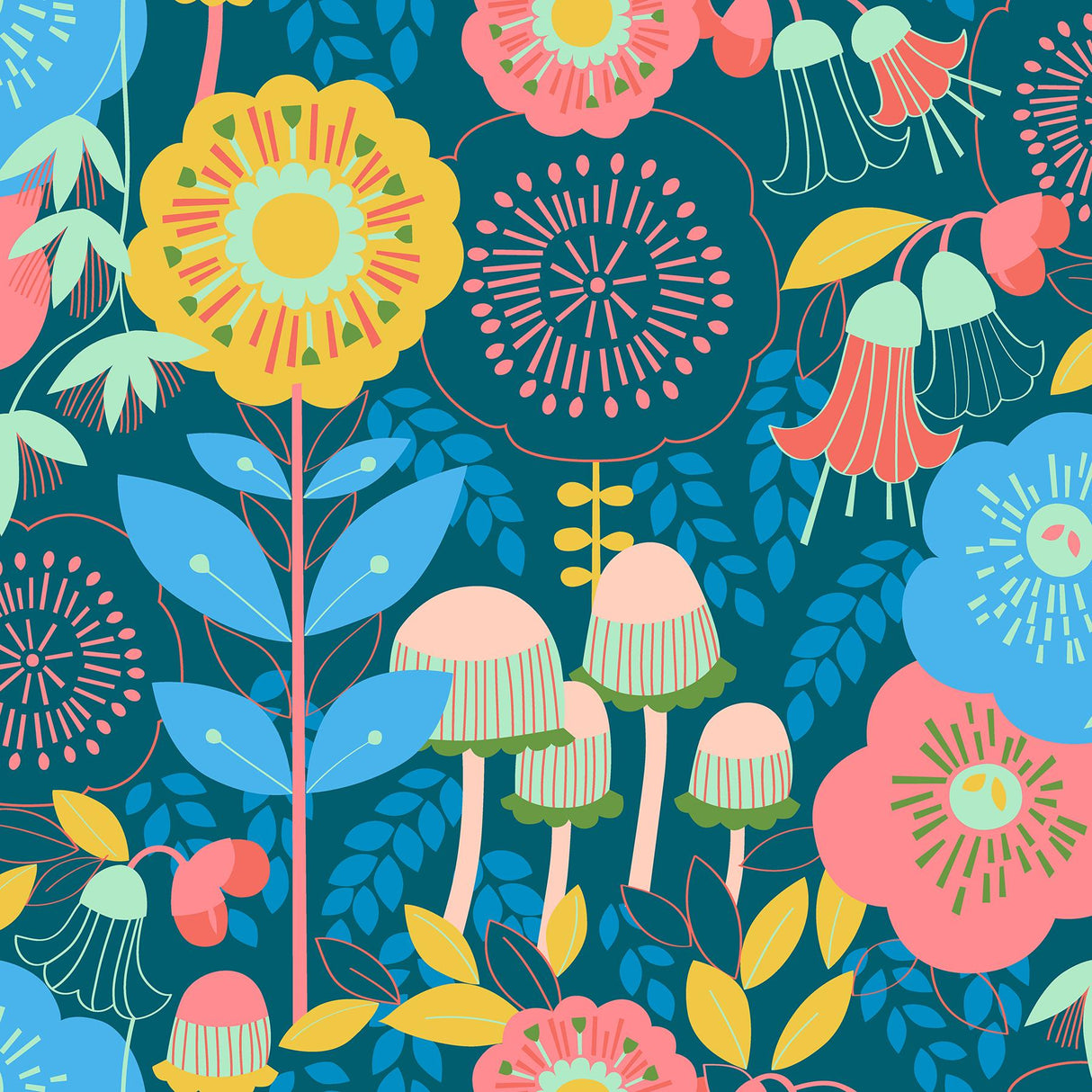 York Dream Garden Teal Peel & Stick Wallpaper