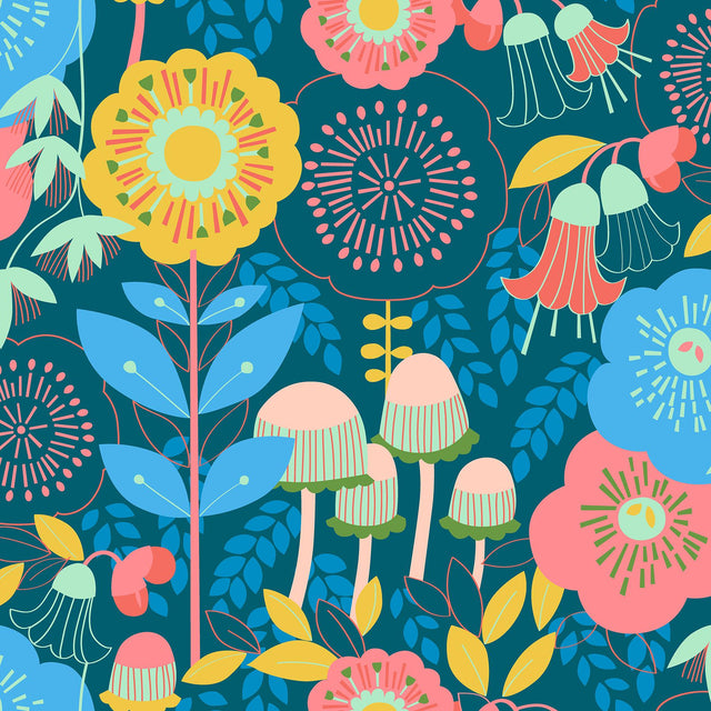York Dream Garden Teal Peel & Stick Wallpaper