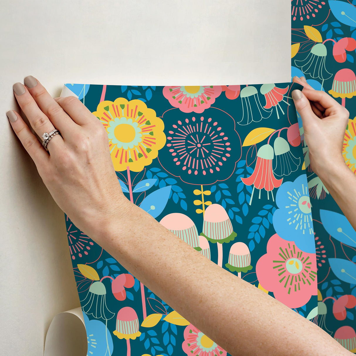 York Dream Garden Teal Peel & Stick Wallpaper