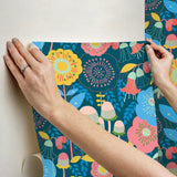 York Dream Garden Teal Peel & Stick Wallpaper