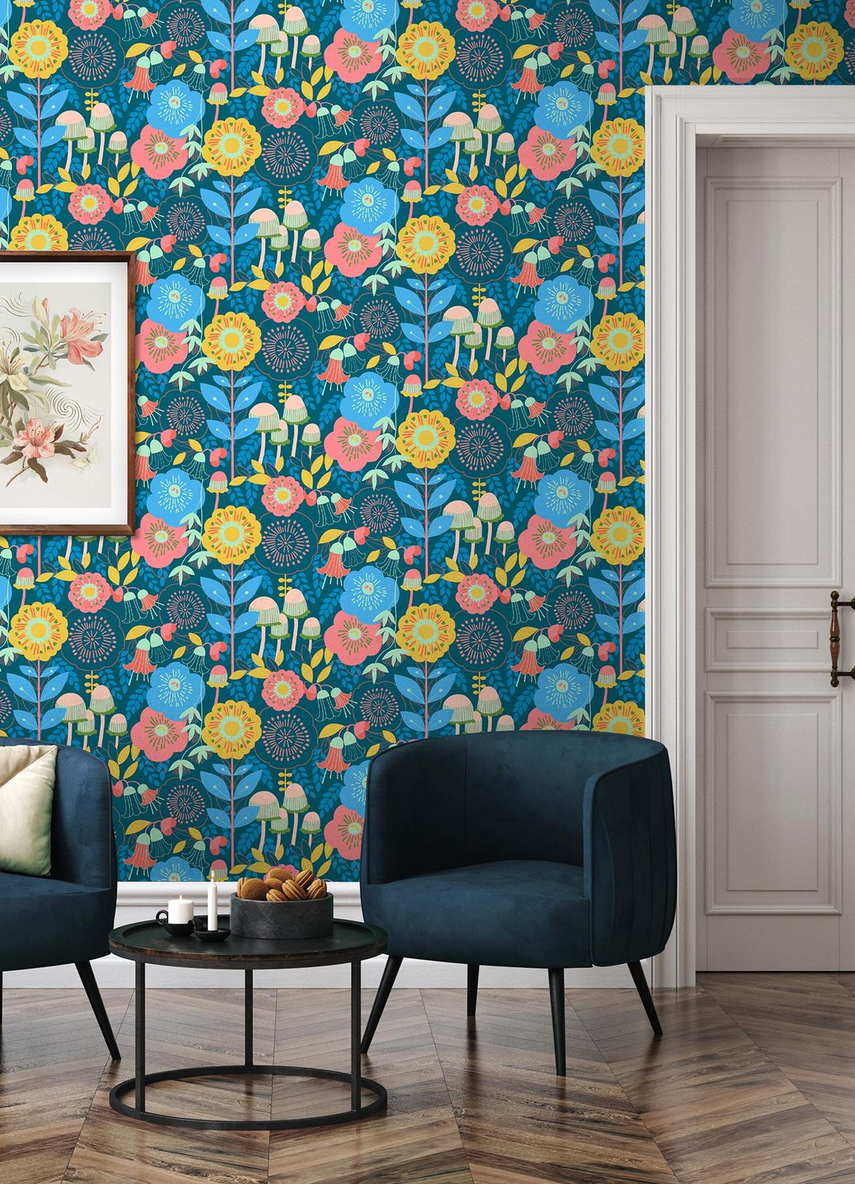 York Dream Garden Teal Peel & Stick Wallpaper