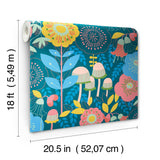 York Dream Garden Teal Peel & Stick Wallpaper