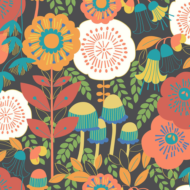 York Dream Garden Dark Brown Peel & Stick Wallpaper