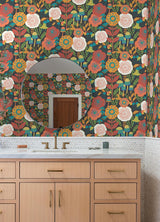 York Dream Garden Dark Brown Peel & Stick Wallpaper