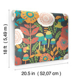 York Dream Garden Dark Brown Peel & Stick Wallpaper