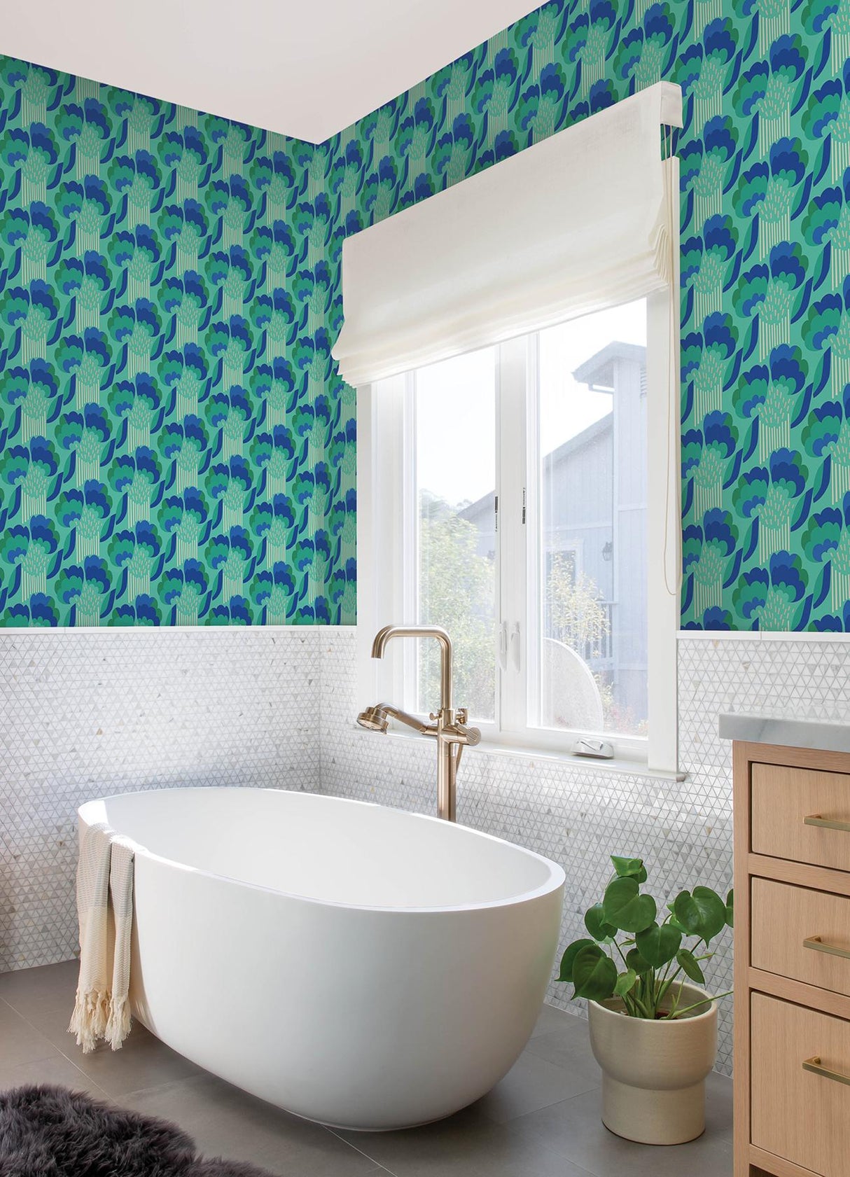 York Retro Esme Aqua Peel & Stick Wallpaper