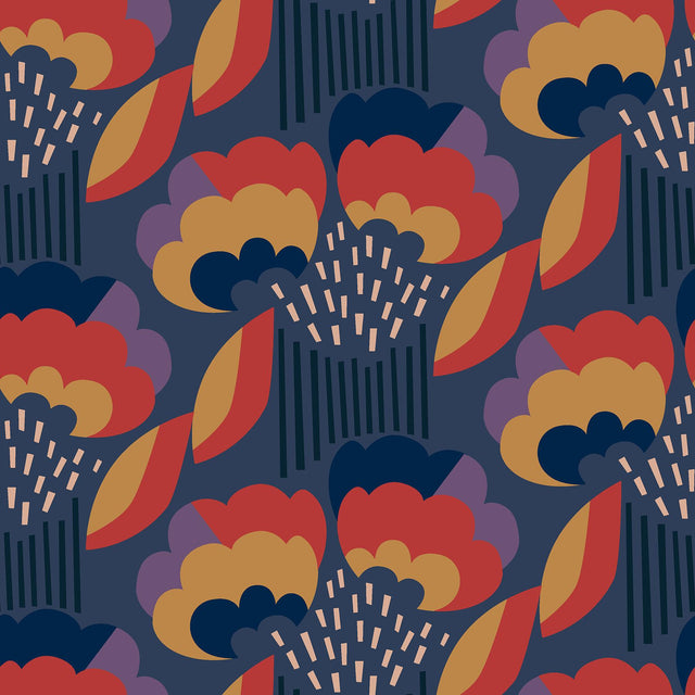 York Retro Esme Navy Peel & Stick Wallpaper
