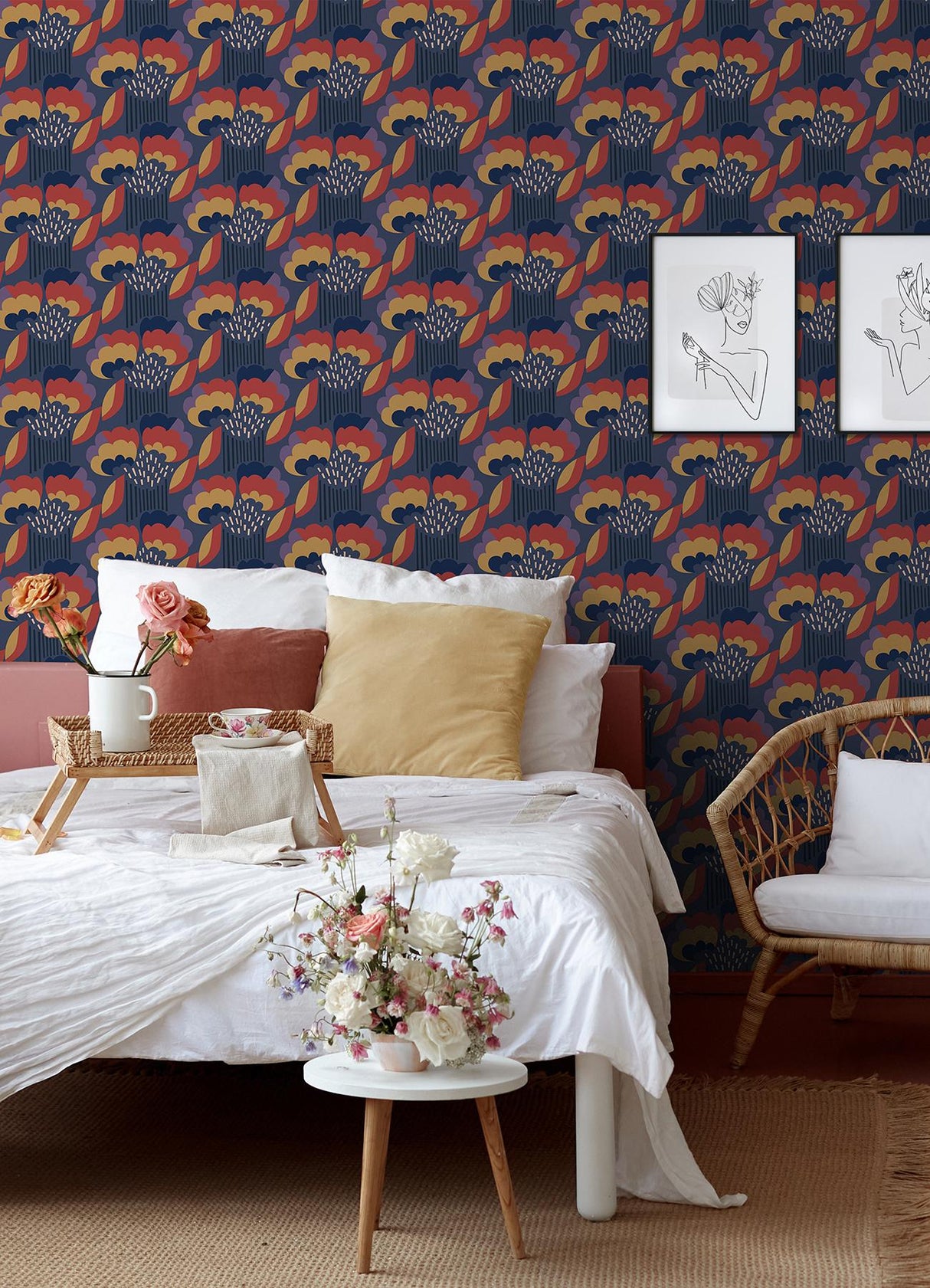 York Retro Esme Navy Peel & Stick Wallpaper