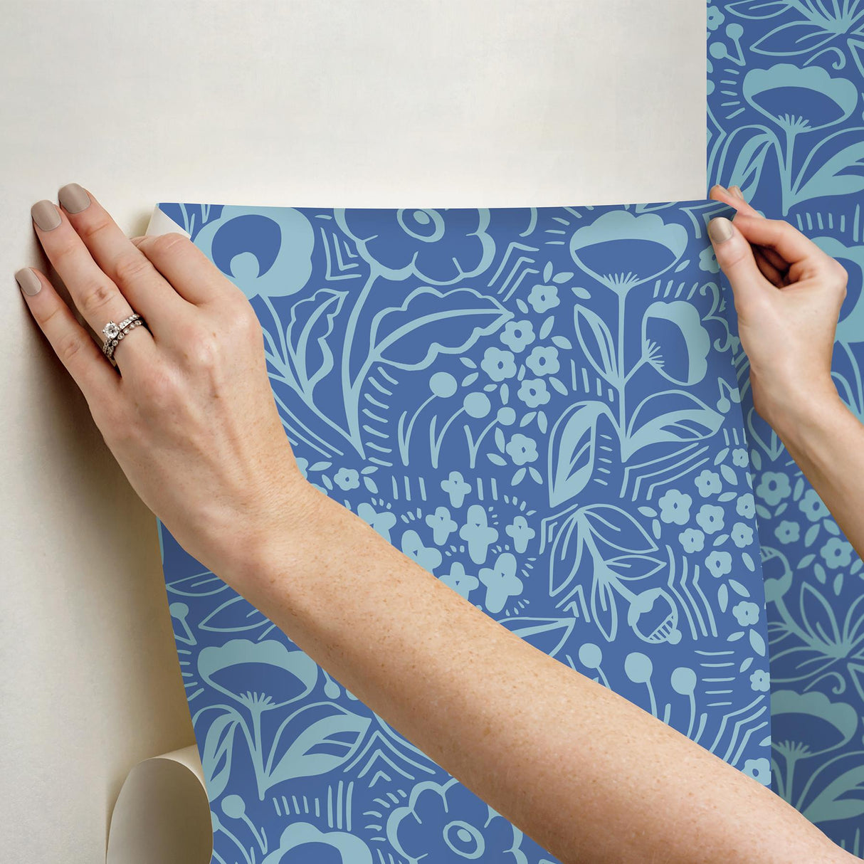 York Jeani Blue Peel & Stick Wallpaper