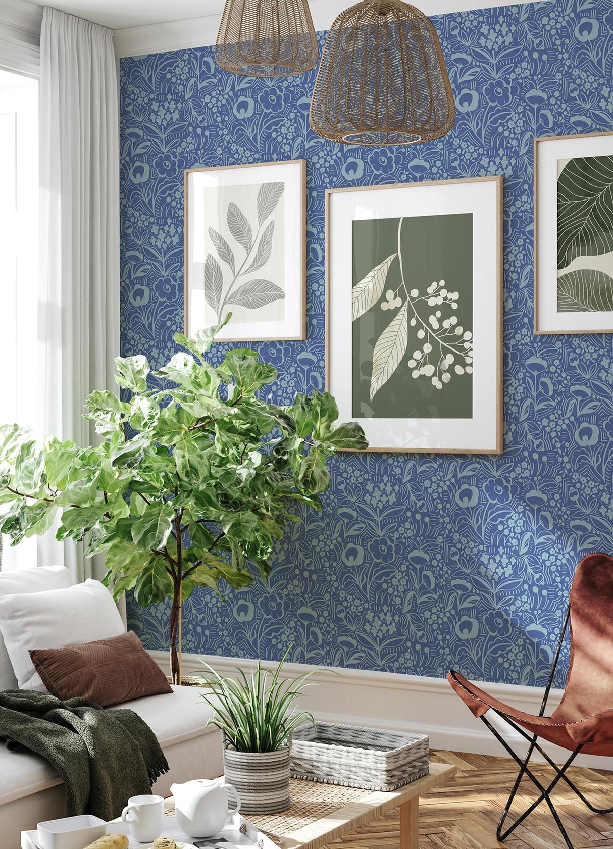 York Jeani Blue Peel & Stick Wallpaper