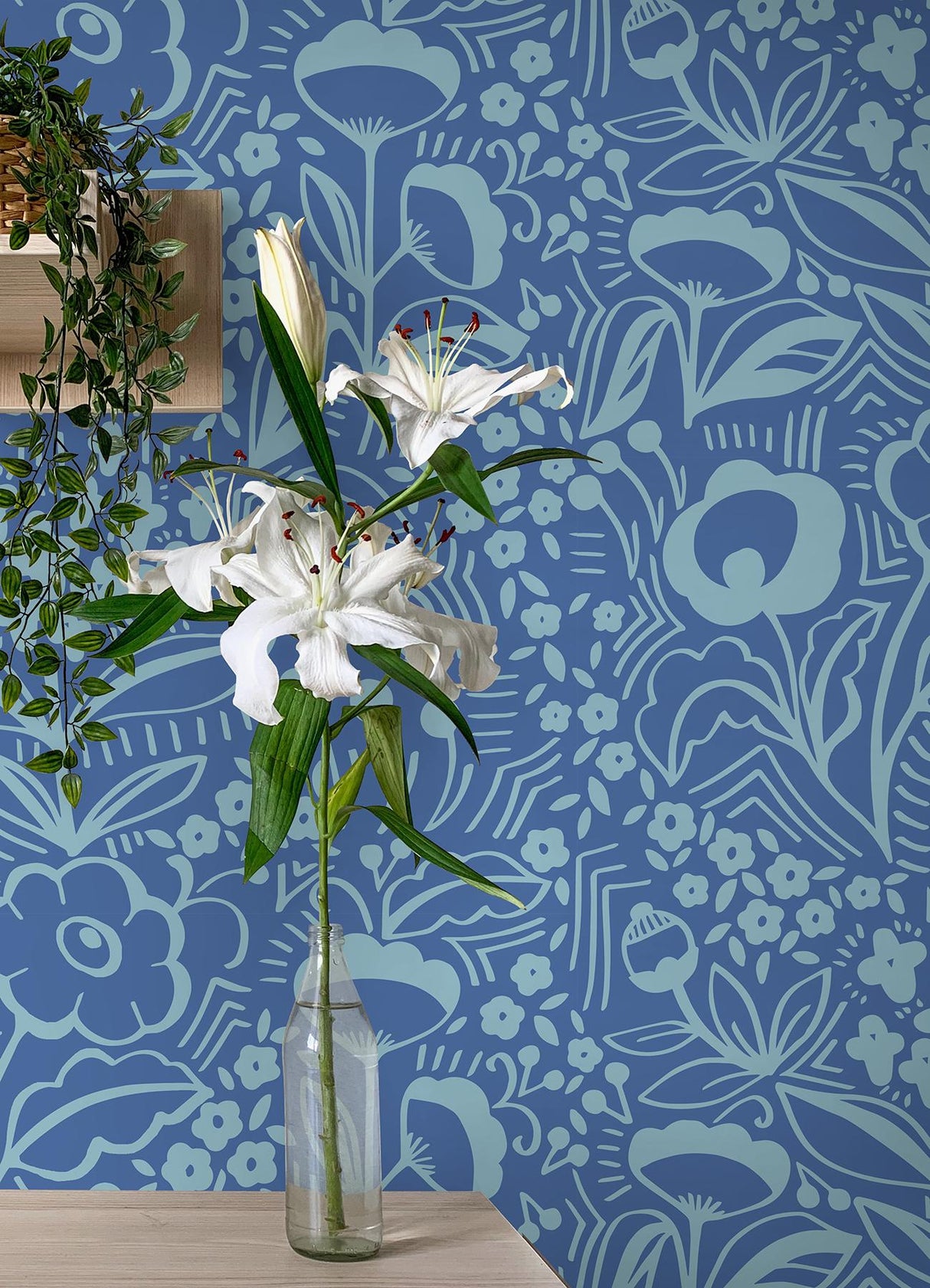 York Jeani Blue Peel & Stick Wallpaper