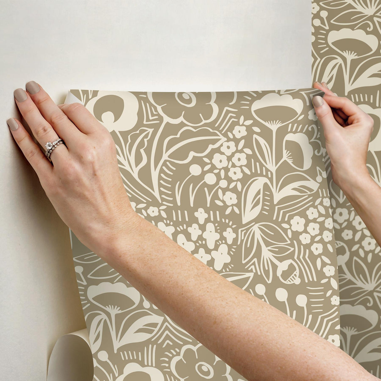 York Jeani Light Brown Peel & Stick Wallpaper