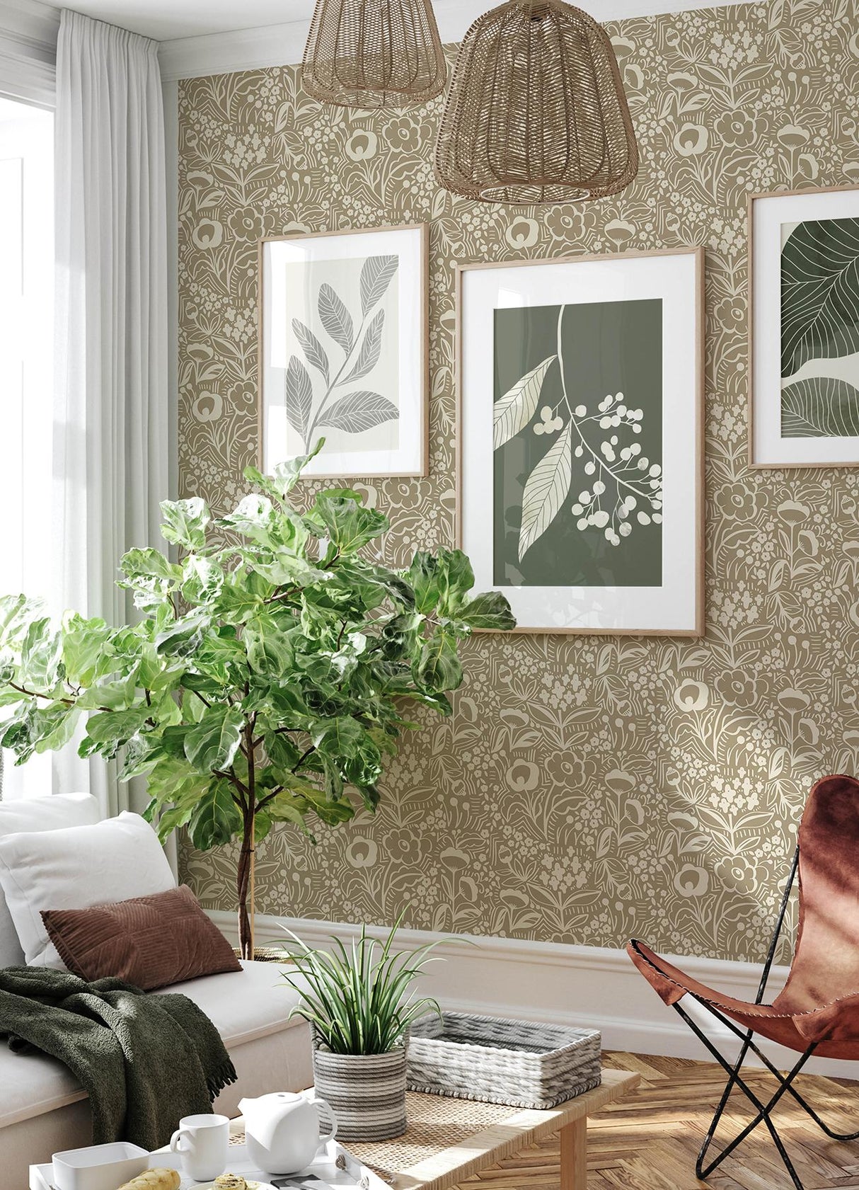 York Jeani Light Brown Peel & Stick Wallpaper