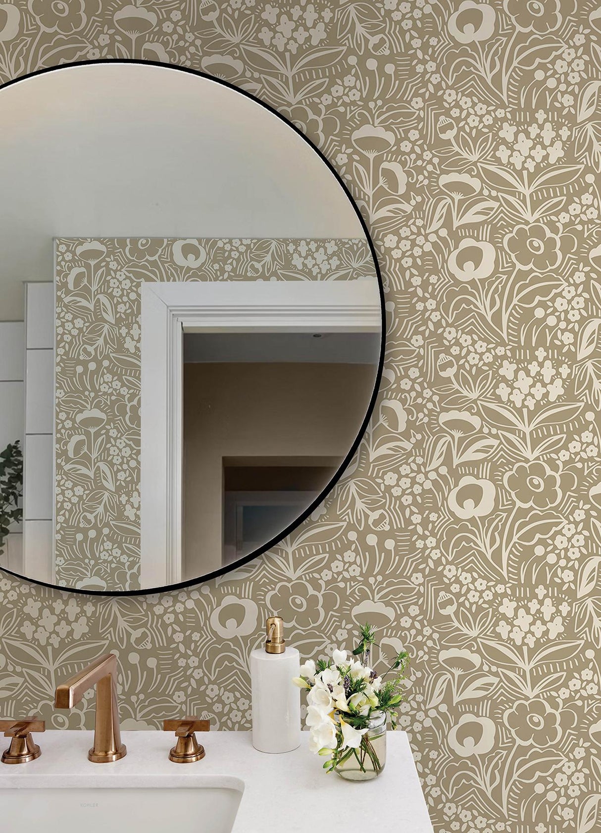 York Jeani Light Brown Peel & Stick Wallpaper