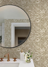 York Jeani Light Brown Peel & Stick Wallpaper