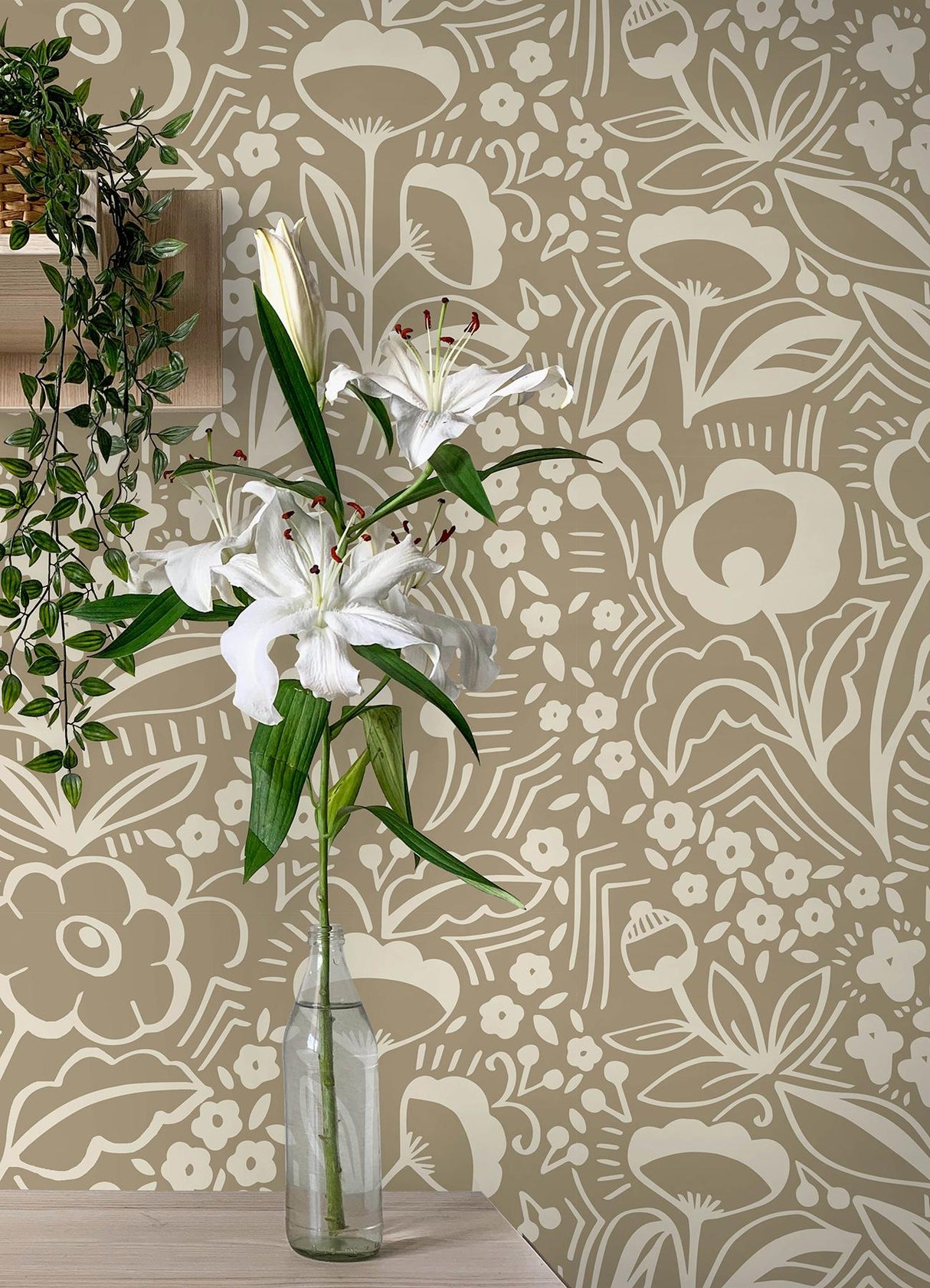 York Jeani Light Brown Peel & Stick Wallpaper