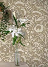 York Jeani Light Brown Peel & Stick Wallpaper