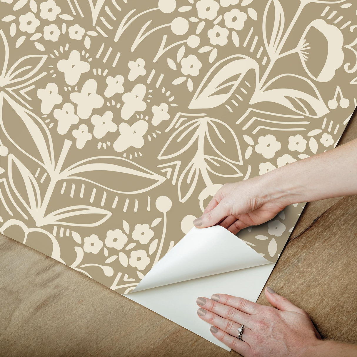York Jeani Light Brown Peel & Stick Wallpaper