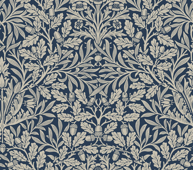 York Acorn Indigo Peel and Stick Wallpaper