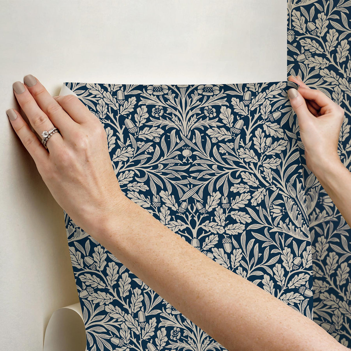 York Acorn Indigo Peel and Stick Wallpaper