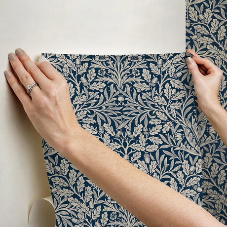 York Acorn Indigo Peel and Stick Wallpaper