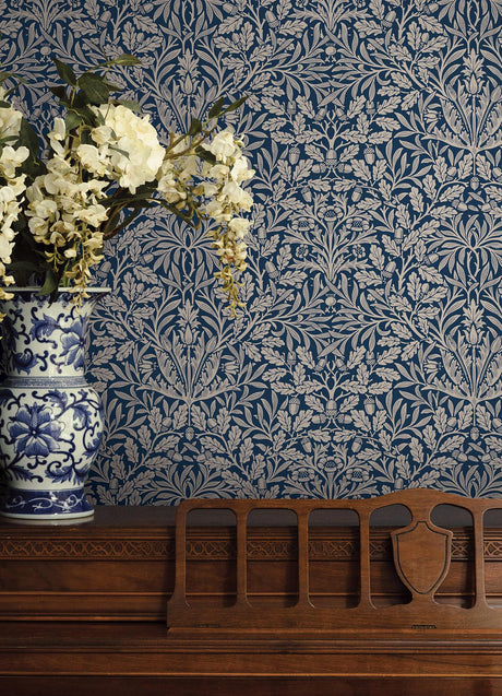 York Acorn Indigo Peel and Stick Wallpaper