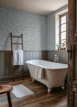 York Bird and Pomegranate Woad Peel and Stick Wallpaper